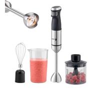 FAGOR Divamix Steel - Batidora de Mano 1500W de Alto Rendimiento, Velocidad Regulable + Turbo, Pack 3 en 1 con Picadora, Varilla Montaclaras y Vaso Medidor 700ml, Acero Inoxidable, Gris.