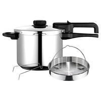 Fagor Dual Xpress Olla a Presión 8 Litros, Inducción, Express Super Rápida, Acero Inox. 18/10, Todo Tipo Cocinas, Fondo Termodifusor, Regulador de Presión, 5 Sistemas Seguridad, Incluye Cestillo