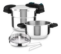 Fagor Future - Olla a Presión 4+6L + Cestillo Perforado, Acero Inoxidable 18/10, Cocción Rápida y Eficiente, Apto Para Inducción, Cocina al Vapor