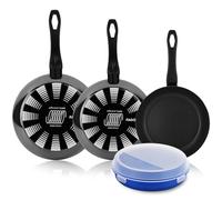 Fagor Indutherm - Set de Sartenes Negras 20 + 24 + 28 cm + Taper, Acero Esmaltado, Antiadherente Doble Capa, Para Todas las Cocinas, Lavavajillas, Inducción