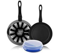 Fagor Indutherm - Set de Sartenes Negras 24 + 28cm + Fiambrera 21 cm, Acero Esmaltado, Antiadherente Bicapa, Todas las Cocinas y Lavavajillas, Inducción