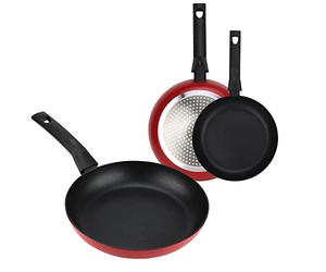 Fagor Nela Rouge Set Juego Sartenes Inducción 20-24-28 cm, Aluminio Extragrueso Espesor 3 mm, Antiadherente Ecológico sin PFOA, Apta para Todas Las Cocinas, Vitrocerámica, Gas, Lavavajillas