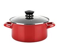 Fagor Optimax Cacerola Inducción 20 cm, Tapa de Cristal, Acero Esmaltado, Antiadherente Ecológico XYLAN PLUS sin PFOA, Apta Para Todas Las Cocinas, Vitrocerámica, Gas, Horno, Lavavajillas, Rojo
