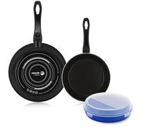 Fagor Optimax set de sartenes 20 + 26 cm + Taper, negra, antiadherente doble capa, acero esmaltado de 1,5 mm de espesor, para todo tipo de cocinas y lavavajillas, incluido inducción, facil uso