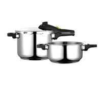 FAGOR RAPID XPRESS olla a presión Súper rápida, Acero Inoxidable, Todo Tipo de cocinas, INDUCCION Fondo termo difusor IMPAKSTEEL Muy Resistente, 5 Sistemas de Seguridad, 2 Niveles de presión (4L+6L)