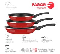 Fagor Set de 3 sartenes Optimax 20/24/28 cm Rojo mate