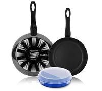Fagor - Set de Sartenes Negras + Taper, Acero Esmaltado, Antiadherente Capa, Para Todas las Cocinas y Lavavajillas, Inducción