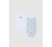 FAGOTTINO, Bipack De Bodys De Bebé En Algodón Puro Multicolor Con Estampados De Mickey Mouse, Bebé Niño, Blanco/azul claro, Talla: 1-3