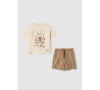 FAGOTTINO, Conjunto Multicolor De Camiseta Y Pantalón Corto De Algodón Puro Con Mickey Mouse Para Niños, Niño, Beige/Marrón, Talla: 9-12