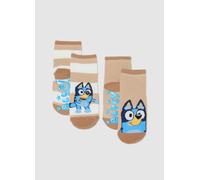 FAGOTTINO, Pack Doble De Calcetines Multicolores Para Bebés En Algodón Mixto Con Bordado Bluey, Niño, Blanco/azul/marrón, Talla: 12-18