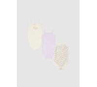 FAGOTTINO, Tripack De Bodis De Bebé Sin Mangas Multicolor En Algodón Puro, Niña, Blanco/morado, Talla: 30-36