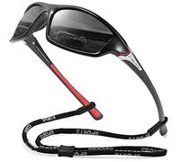 FAGUMA Gafas de sol polarizadas deportivas para hombre, ciclismo, conducción, pesca, 100 % protección UV, Marco negro A2/lente gris, One Size