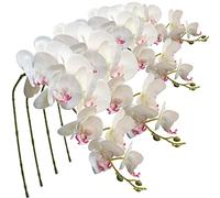 FagusHome 4 Piezas Flores Artificiales Orquídea Phalaenopsis Mariposa 105cm de Orquídea Phalaenopsis (Blanco+Rojo)