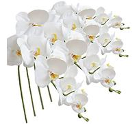FagusHome 4 Piezas Flores Artificiales Orquídea Phalaenopsis Mariposa 105cm de Orquídea Phalaenopsis (Blanco)