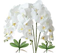 FagusHome 4 Piezas Flores Artificiales Orquídea Phalaenopsis Mariposa 80cm con 2 Piezas Hojas de Orquídea Phalaenopsis Hojas (4)