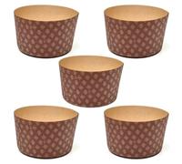 FAH - Set de 5 Moldes para Panettone Premium 750 gr MADE IN ITALY, Molde para Panettone de Papel Ondulado de Pura Celulosa en Microonda, diseñado para Panettone, resistente al calor 220 °C