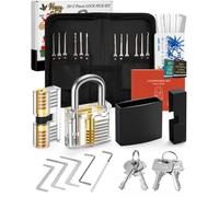 FAHEFANA Juego de Ganzuas 26 Piezas, [2023 Nuevo Reto & Regalo para Principiantes] Herramientas Cerrajero con 2 Cerraduras Transparentes para Prácticas, Guía para Principiantes y Cerrajeros