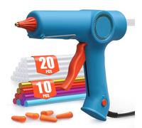 FAHEFANA Pistola de Silicona Caliente, Pistola de Pegamento 200W, calentamiento rápido 60s, 30 barras pegamento de 11mm(10colores y 20 transparentes), bricolaje, manualidades, reparaciones de oficina
