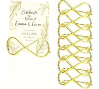 Fahibin 10 Piezas Soporte Tarjetas de Lugar de Metal, Porta Tarjetas en Forma de 8 Dorados, Porta Clips de Soportes para Números de Mesa para Bodas Restaurantes Cumpleaños Fiestas, Oro