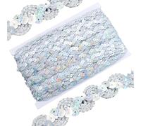 Fahibin 20 Meter 15mm Rollo de Lentejuelas, Cinta de Lentejuelas para Adornos de Vestido,Cinta de Lentejuelas para Adornos de Vestido para coser sus propios vestidos, pantalones, manteles, batas