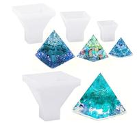 Fahibin 4pcs Moldes Resina Piramidal Silicona,Pirámide Moldes de Resina Moldesl, moldes de epoxi de Cristal para Fabricación De Joyas De Resina, Velas, Jabones