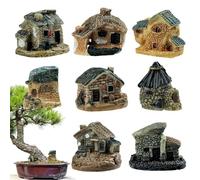 Fahibin 8pcs Miniatura Hadas jardín Piedra Casas, Mini cabaña casa de Hadas,Miniatura Hada del jardín Casas de Piedra para niños para Construir Jardines de Cuento de Hadas