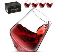 FAHIMEH Vasos Whisky Cristal Juego de 4, Vasos de Ron Personalizadas con Caja de Regalo, Vasos Vermut Giratorio de 300 Ml, Regalos Originales para Hombre para Degustar Cocktail Brandy Coñac Borbon