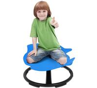 FAHKNS Asiento azul oscuro y silla giratoria giratoria para niños en interiores, silla giratoria sensorial para niños con autismo para niños mayores de 3 años, para entrenar la concentración y mejorar