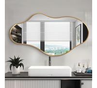 Fahomiss Espejo de Pared Ondulado Irregular, Espejo Abstracto con Marco de Aleación de Aluminio Calidad Aeronáutica para Baño, Dormitorio & Entrada