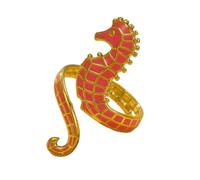 Fahoujs Anillos de caballito de mar con gotas de aceite artísticos hechos de materiales de aleación robustos adecuados para fiestas y uso diario de moda, como se describe