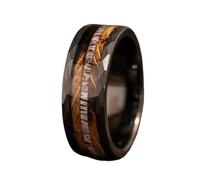 Fahoujs Anillos robales con incrustaciones de madera de whisky elegantes anillos geométricos accesorio perfecto para fiestas y fotografía de moda Cinta de estilo única, como se describe, como se