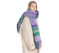 Fahoujs Chal de lujo con estampado de cuadros para mujer, bufanda acogedora de invierno a, accesorio, bufanda a cuadros, chal