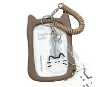Fahoujs Clear Bus Card Sleeves Katzen Ohrfotokartenhalter Schlüsselbund Anhängerkartenabdeckungen Photokardkoffer Schutzhülsen Katzen Kopfhörer Busskarten Ärmelschlüsselkettenanhänger Kreditabdeckung
