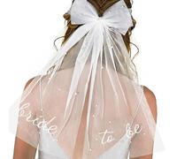 Fahoujs Elegant Wedding Curtain Treasure Embellished Bow Plan and Thin Polyster for Ceremonies Butterfly Headscarf Beads