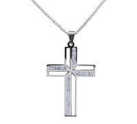 Fahoujs Elegante collar de crucifijo cristiano con cadena de acero inoxidable religioso colgante cadena de metal religioso cadena trasera accesorios de aniversario de boda collar para hombre