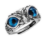 Fahoujs Encanto Vintage Lindo Simple Anillo Ojo Color Plata Anillos de Compromiso Joyería Regalos para Hombres y Mujeres Anillo de Búho Para Hombres Mujeres Anillos Ajustables Abiertos Ajustable, como