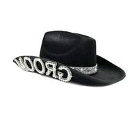 Fahoujs Multifuncional cómodo a prueba de viento casual minimalista rhinestone ensayos para fotos de boda durabilidad nupcial sombreros, Double letter groom, Talla única