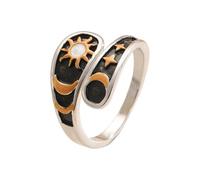 Fahoujs Para todos los tamaños Anillos de cobre con lunas, estrellas, arte, brillo duradero, uso diario, anillos, regalo, lunas, estrellas