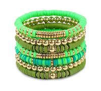 Fahoujs Pulsera de perlas coloridas de moda, pila de arcilla suave y elástica, adecuada para el ocio y la fiesta que lleva joyas, talla única, como se describe