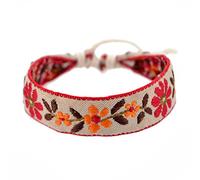 Fahoujs Pulsera de tela de flor de fresa dulce joyería bordada hecha a mano pulsera de estilo étnico único hilo de regalo pulseras tejidas pulseras de la amistad, talla única, como se describe