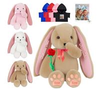FAHOXUMR Conejito de Peluche Personalizado, Personalized Stuffed Bunny Plush con Foto Texto como Regalos Personalizados Conejo Peluche para Niños Adultos Primer Regalo de Pascua, 30 cm