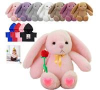 FAHOXUMR Conejito de Peluche Personalizado, Personalized Stuffed Bunny Plush con Nombre de la Foto como Regalos Personalizados Juguetes de Peluche de Conejo para Adultos Niños Primera Pascua, 26 cm