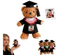 FAHOXUMR Oso de Peluche Pequeño Graduado Personalizable con Texto Foto 12cm, Small Graduation Bear Detalle Personalizado para Graduación Regalo para la Familia Amigos Fin de Curso