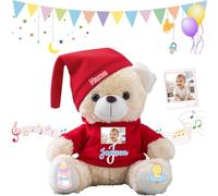 FAHOXUMR Oso De Peluche Personalizado Bebé Mi Primer Teddy con Texto Y Foto, Teddy Bear Regalo Recién Nacido Regalo Navidad Regalo Baby Shower 25cm