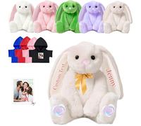 FAHOXUMR Peluche Conejito Personalizado, Peluche Conejito Personalizado con Foto Texto como Regalos Personalizados Bunny Plush Conejo para Niños Niñas, Niños Primer Regalo de Pascua, 25 cm