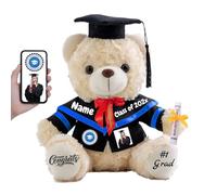 FAHOXUMR Regalos de Graduación Personalizado Oso de Peluche con Foto Nombre Osito Peluche como Regalo Personalizados para él como Regalos Graduacion para Hombres (20 cm)