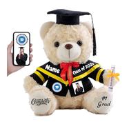 FAHOXUMR Regalos de Graduación Personalizado Oso de Peluche con Foto Nombre Osito Peluche como Regalo Personalizados para él como Regalos Graduacion para Hombres (20 cm)