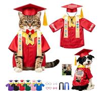 FAHOXUMR Vestimenta De Graduación Personalizada para Gato con Imagen Propia Y Borla, Ropa Regulable Adaptada para Gatos Perros Decoración En Eventos Conmemorativos