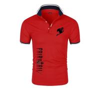 Fai-ry Ta-il Po.lo Hombre Manga Corta, Camiseta de Solapa con Estampado, Verano Ropa Ligera y Transpirable de Trabajo, fitness(Red,S)