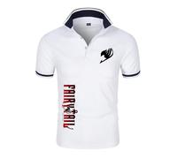 Fai-ry Ta-il Po.lo Hombre Manga Corta, Camiseta de Solapa con Estampado, Verano Ropa Ligera y Transpirable de Trabajo, Exteriores(White,S)